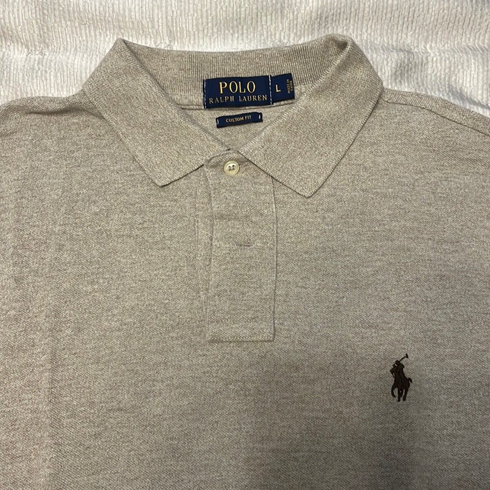 Polo Ralph Lauren Mesh Polo Shirt - Custom Fit Size Large Color Grey